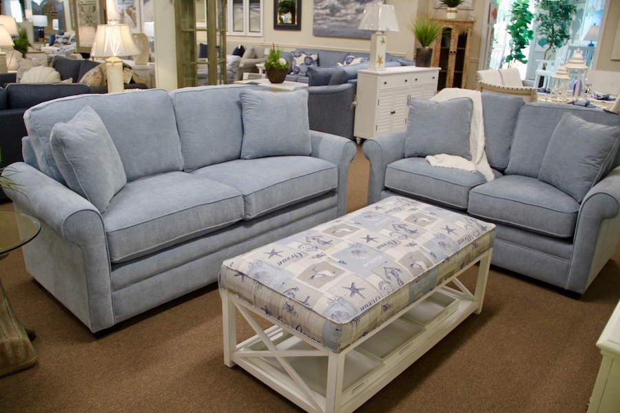 blue sofa and loveseat
