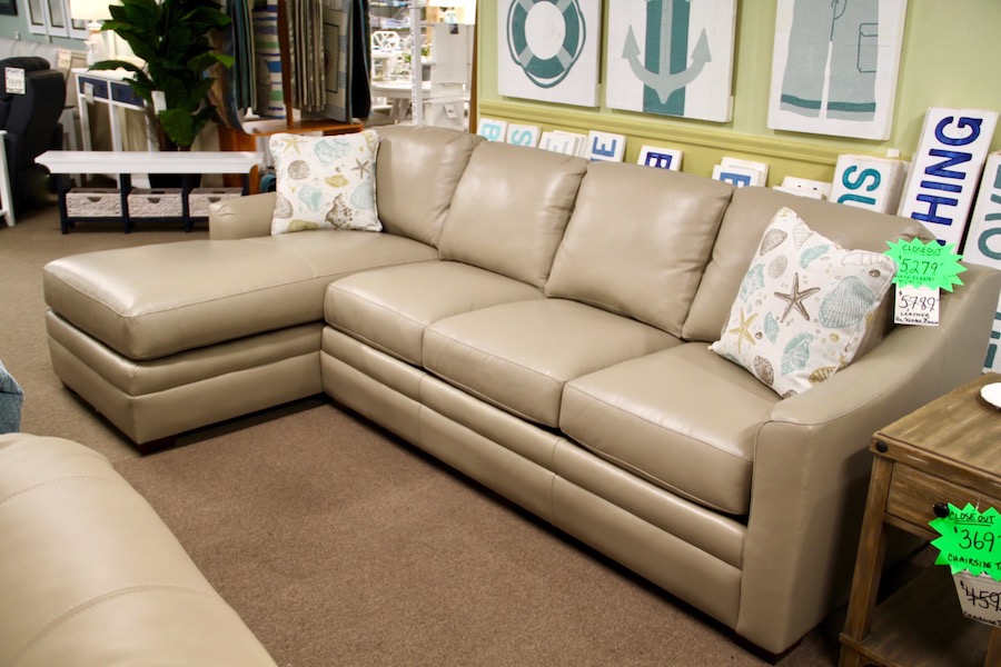 clearance leather sectional